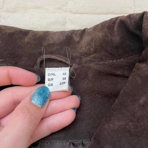 Vintage brown suede leather striped jacket - Picture 4 of 5
